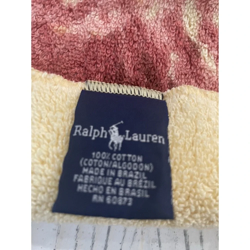 Vtg 3‎ pc Ralph Lauren Kathleen Bath Towel Set Bath Hand Face Cloth Yellow Roses